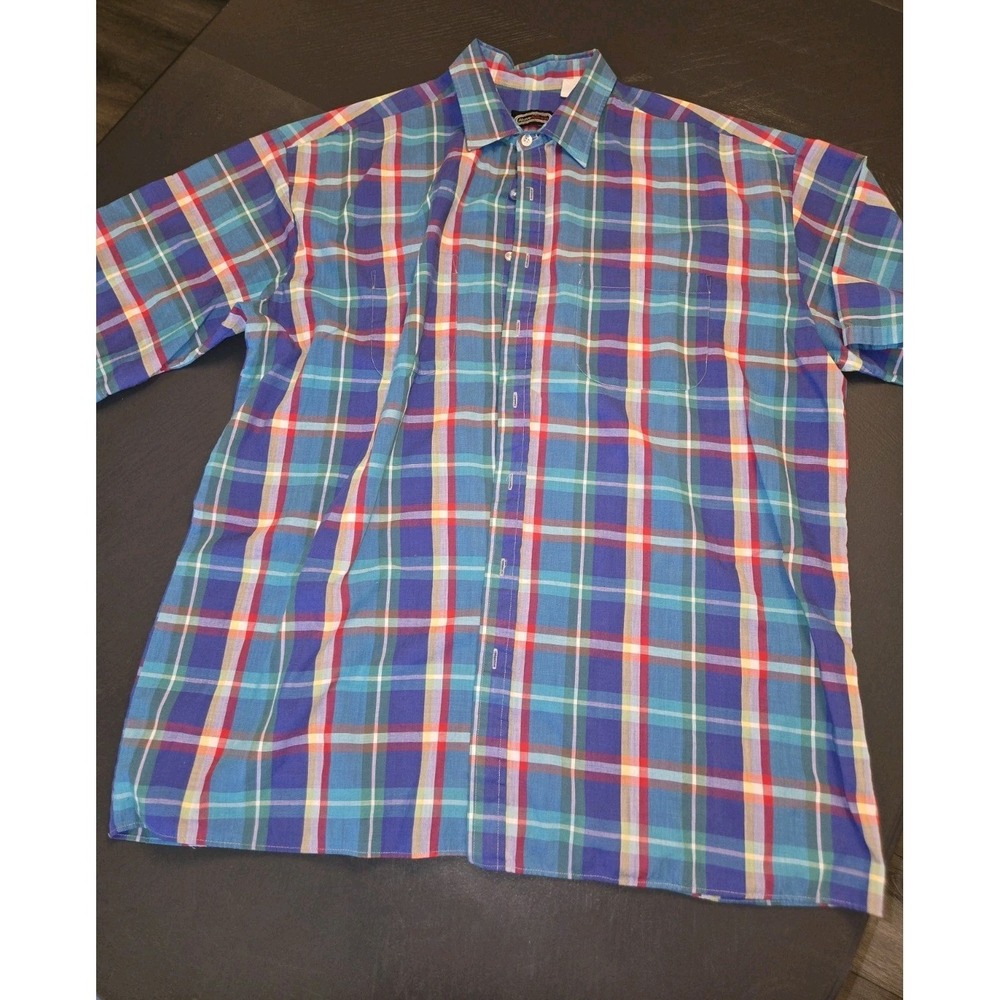 Above Average 2L-Tall‎ Plaid Short Sleeve Button-Up Shirt Cotton Blend